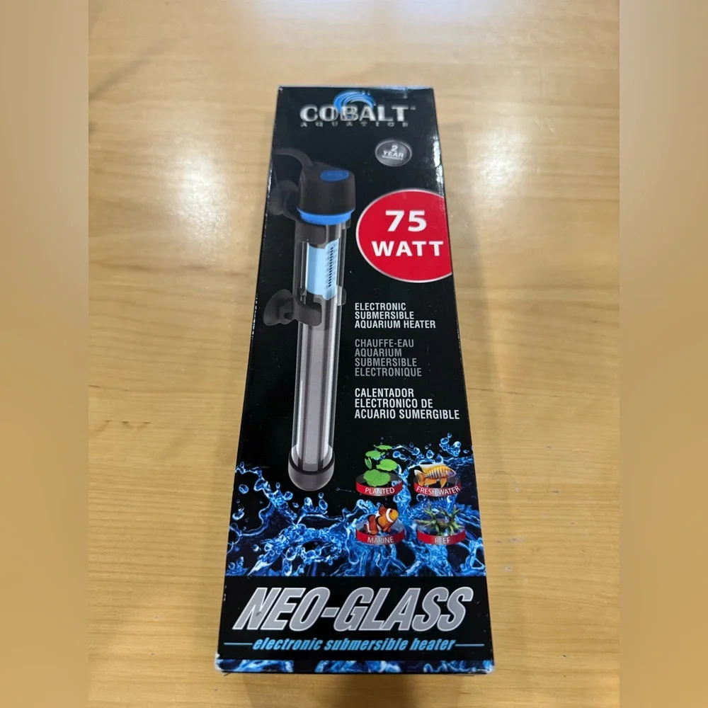 Cobalt Aquatics 75 Watt Neo Glass Electronic Submersible Heater.Brand new sealed